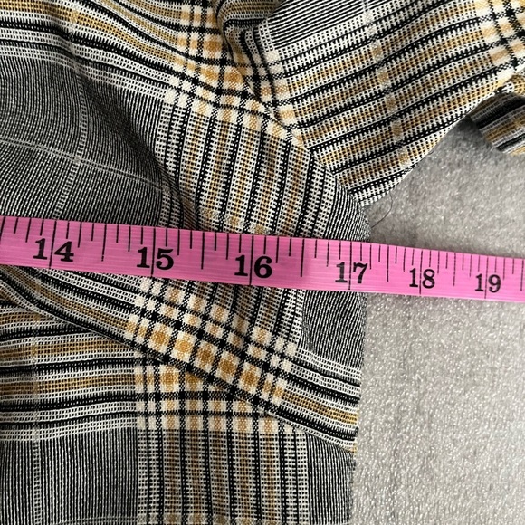 [US2]Belle Vere Plaid Line Neck LS Neck Zip Crop Blazer - Picture 3 of 8